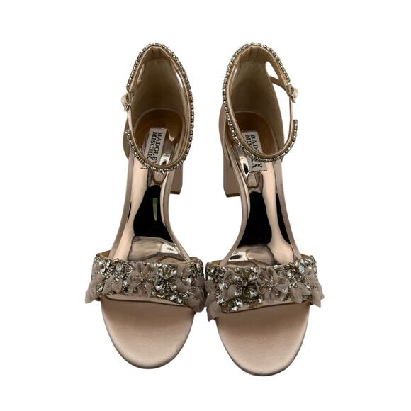 JEWEL BADGLEY MISCHKA satin and crystal block heels with zip back Size 9.5 NEW - Picture 6 of 15
